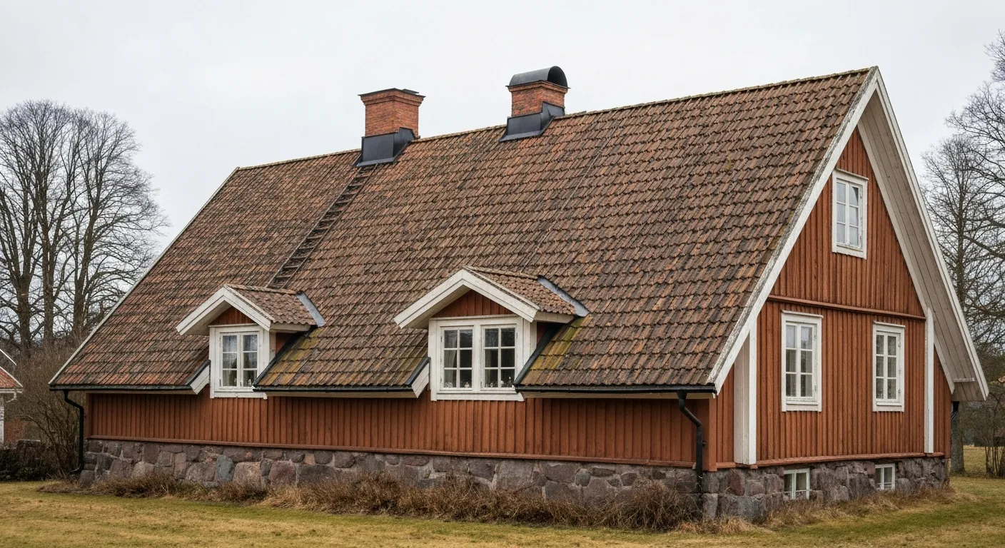 Brutet tak mansardtak – dubbellutat tak med vindsvåning på äldre villa