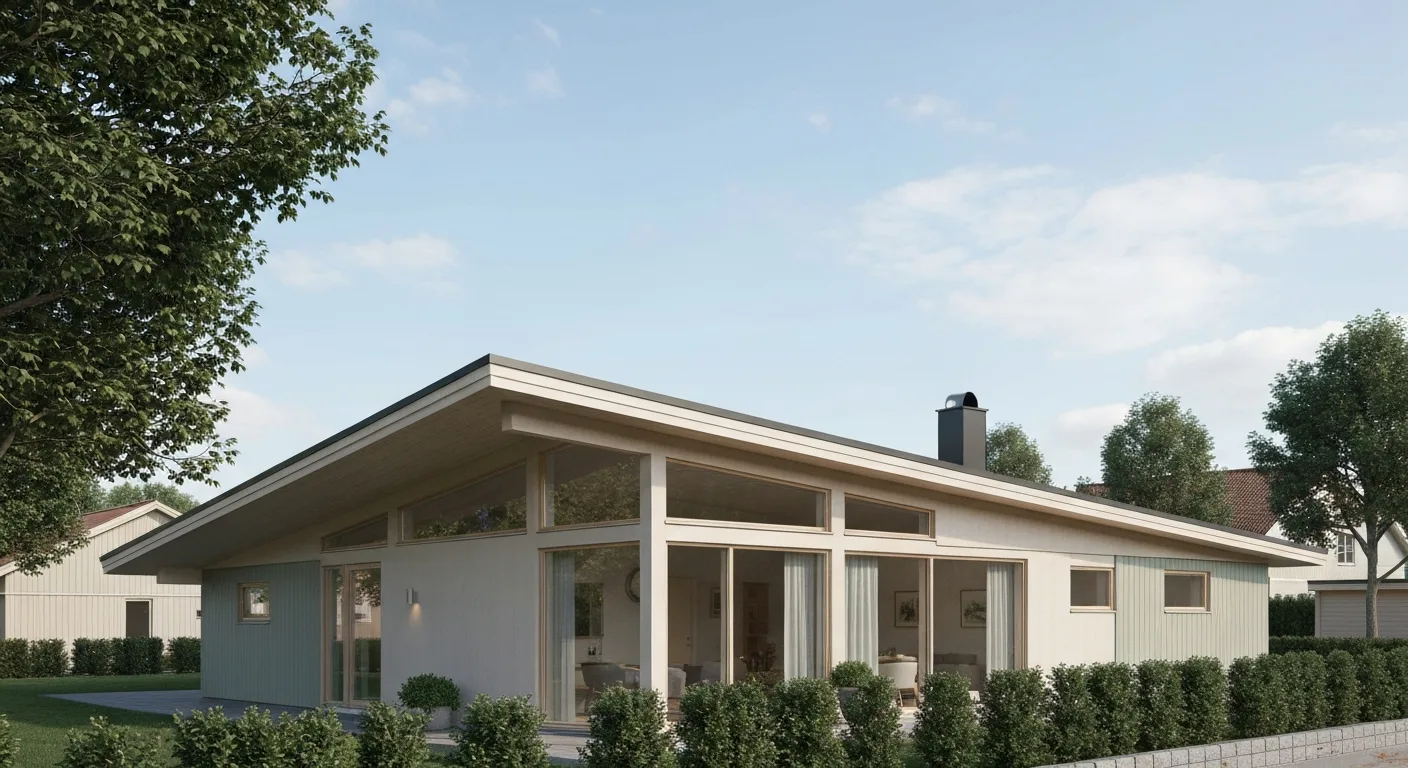 Grönt tak sedum – levande tak med vegetation på villa, hållbart och ekologiskt