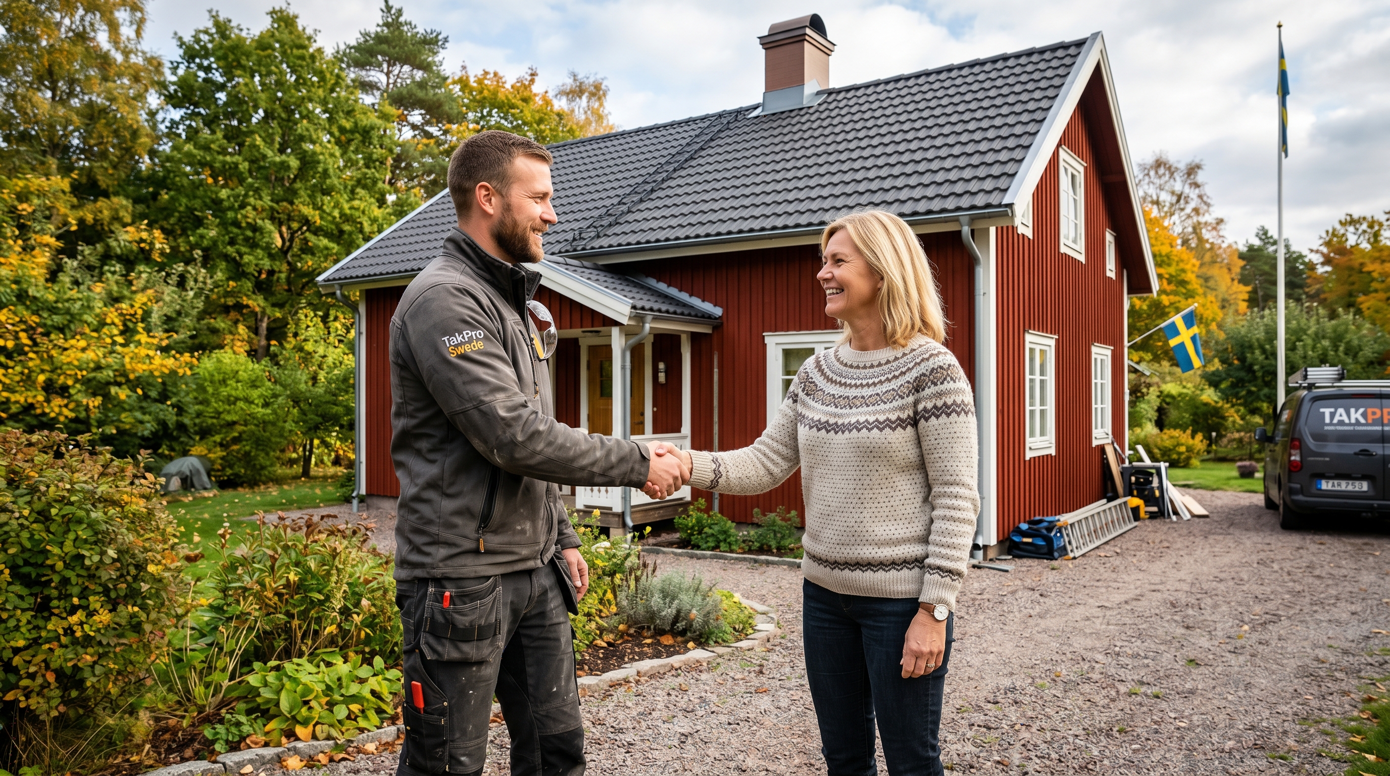 Certifierad takläggare genomför slutbesiktning av nylagt tak