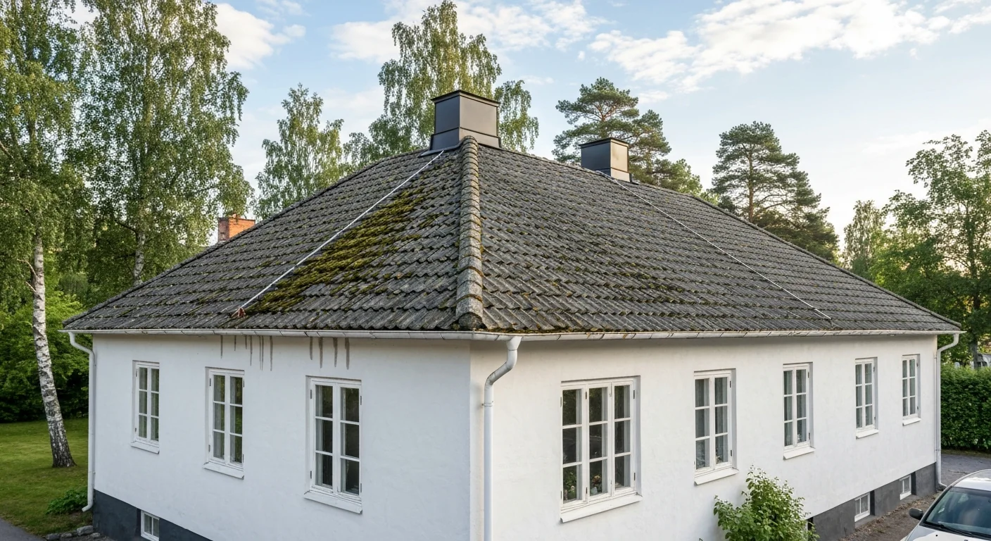 Före – Villa i Mölndal – komplett takbyte med betongpannor