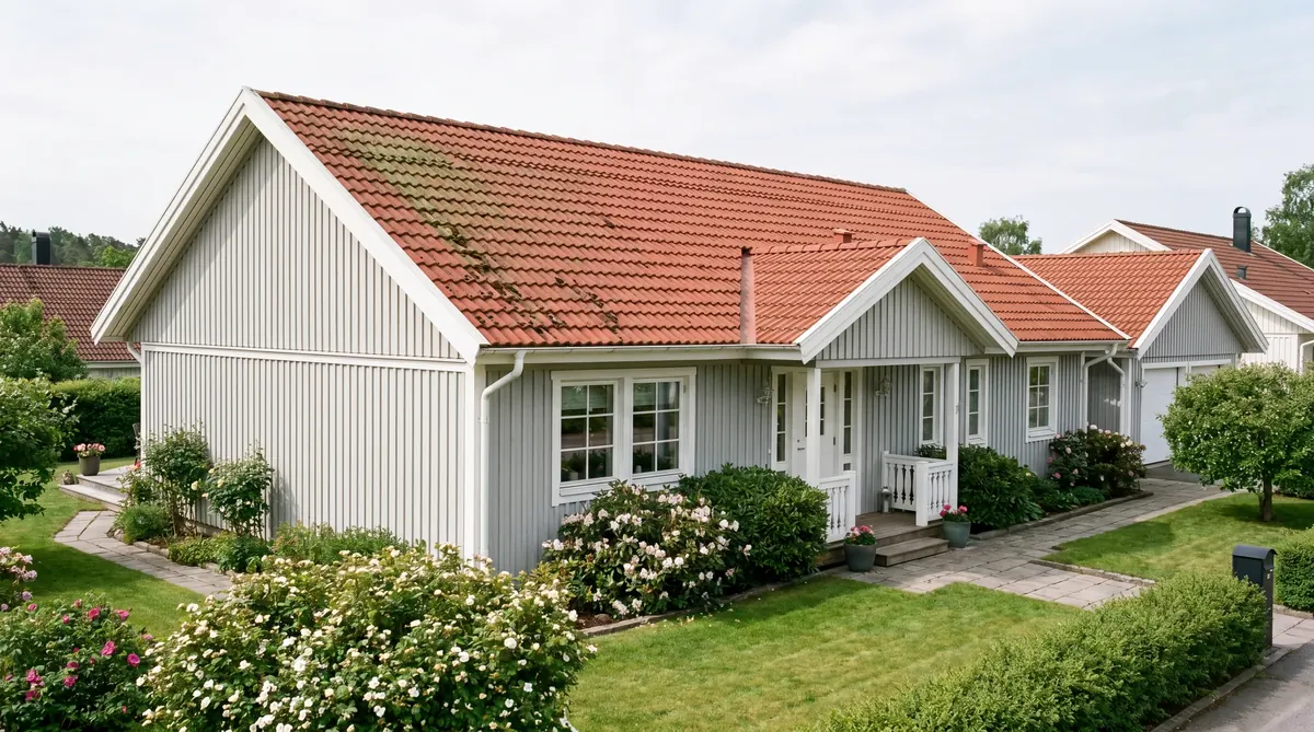 Före – Modern villa i Mölndal – förebyggande takimpregnering