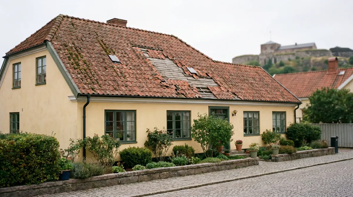 Före – Stenhus i Kungälv stenstad – lertegelbyte i kulturmiljö (1800-tal)
