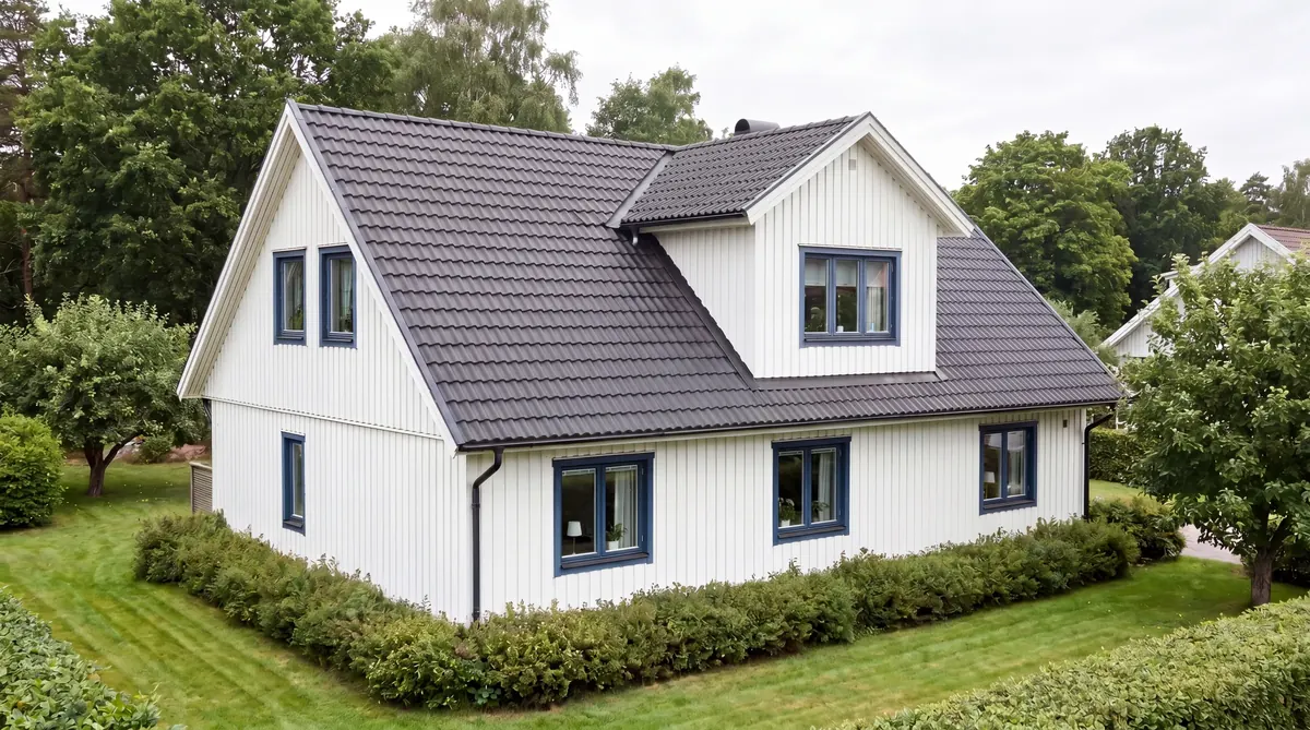 Efter – Villa i Frölunda, Göteborg – komplett takbyte med antracit betongpannor