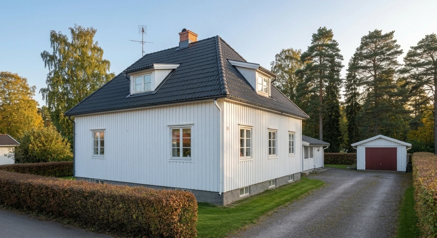Efter – Villa i Borås – komplett takbyte och fasadtvätt