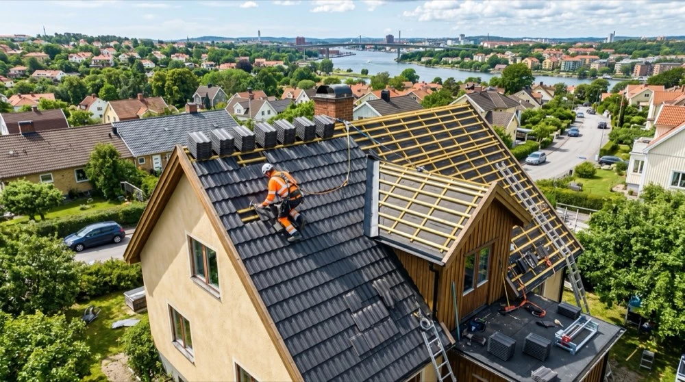 Efter – Villa i Kungälv – komplett takbyte mitt i sommaren