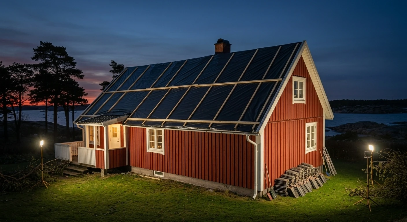 Efter – Kustvilla på Tjörn – akut takjour efter höststorm