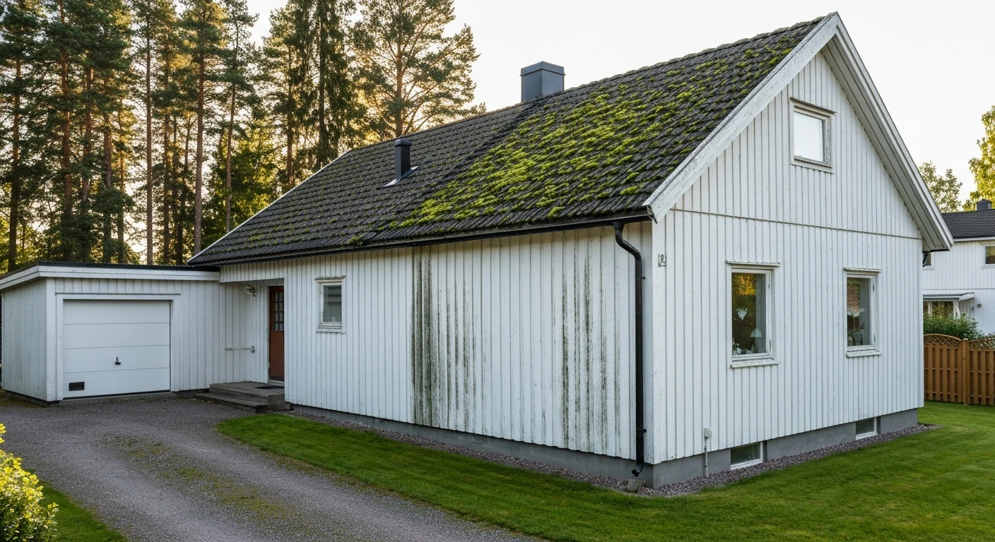 Före – Villa i Partille – kombinerad taktvätt och fasadtvätt