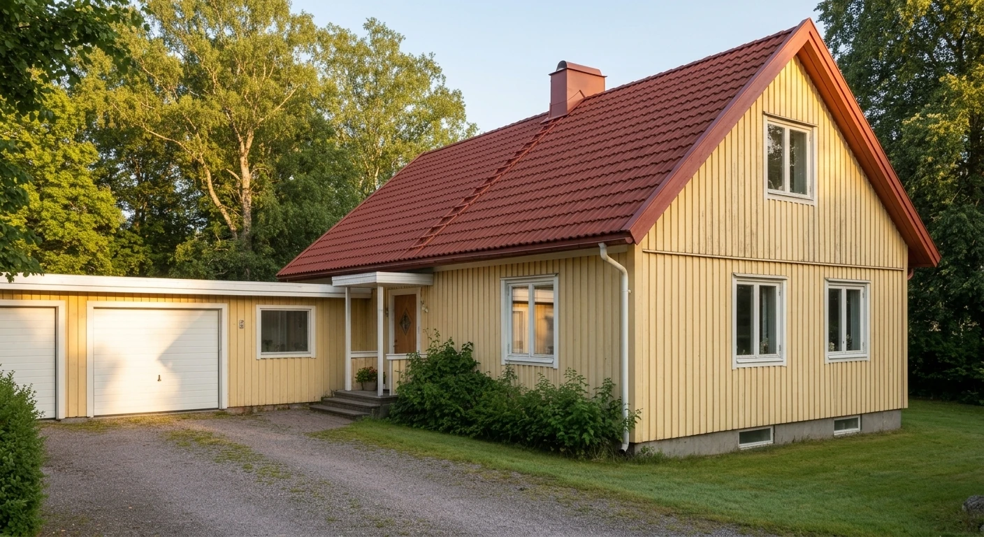 Efter – Villa i Skövde – taktvätt och takmålning av mossiga röda pannor