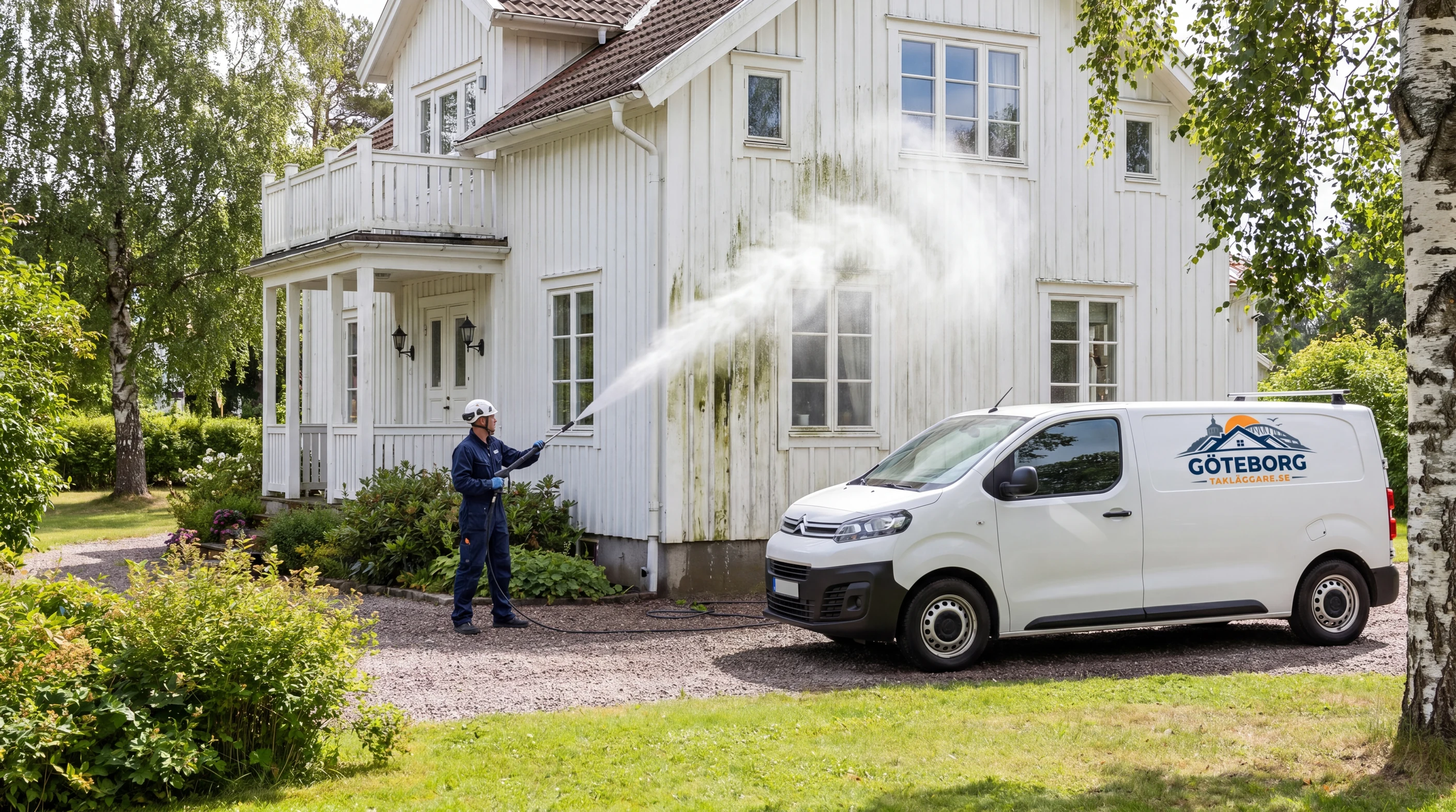Professionell fasadtvätt på villa i Göteborg